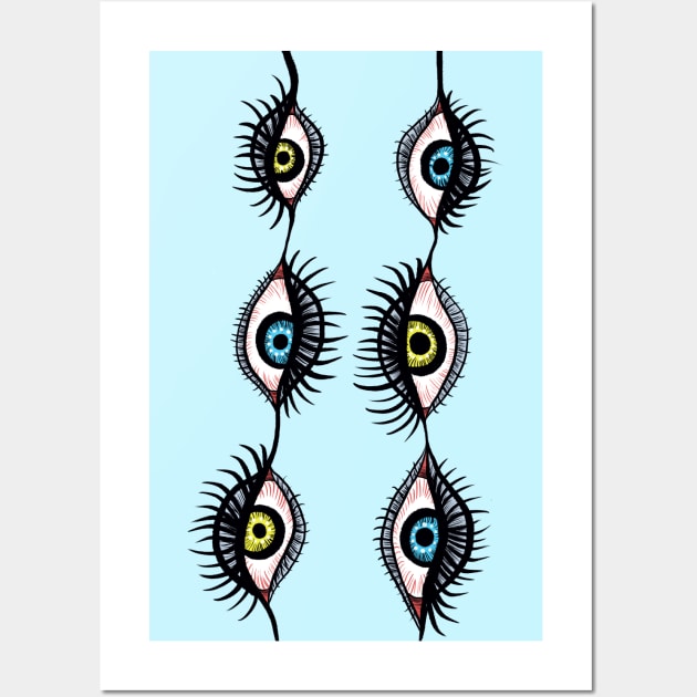 Creepy Weird Eye Garlands Surreal Art Wall Art by Boriana Giormova